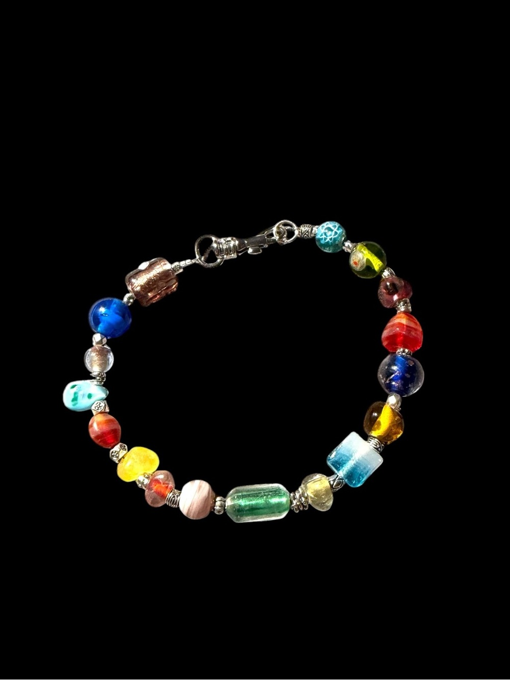 Multicolor Glass Bead Bracelet.